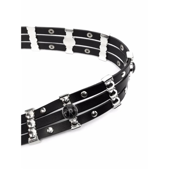 NWT Maje Amino Black Stud Leather Belt SZ 3 Large Decorative Crystal Adjustable - Picture 4 of 11